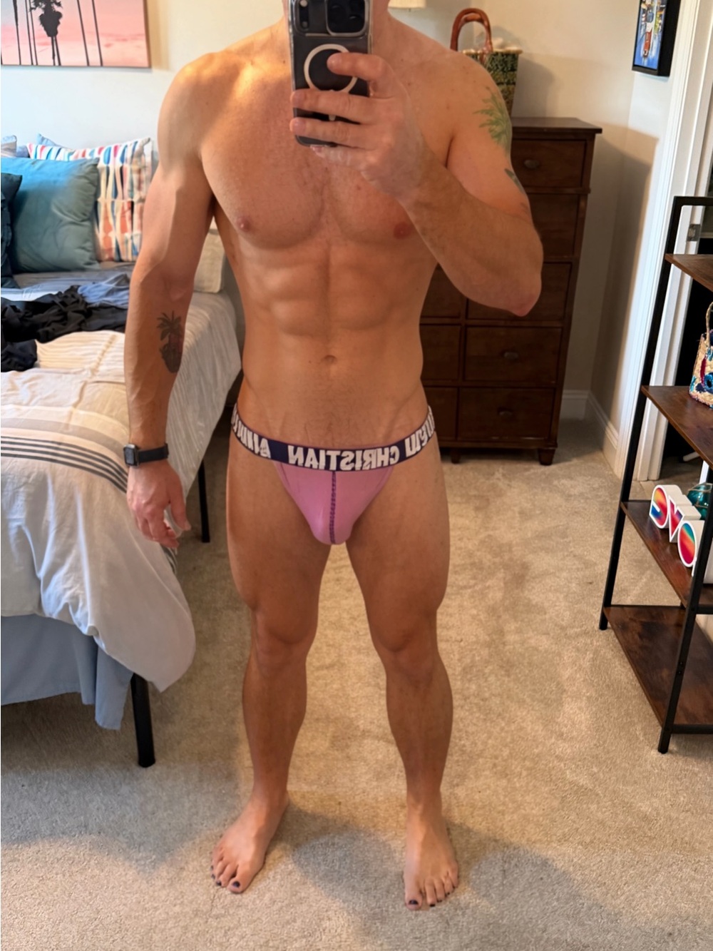 Men's Andrew Christian Thong Light Purple XXL